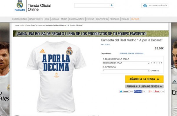 Ya se puede comprar la camiseta ” A por la décima” en la web oficial, realmadrid.com. - Tribuna ...