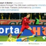 Blatter felicitó a Cristiano por su gran actuación en Suecia a través de twitter