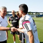 Ancelotti y Hierro saludaron a James en Valdebebas