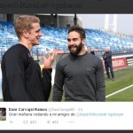 Carvajal visita a sus ex compañeros del Leverkusen