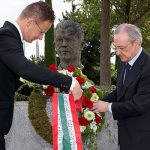 Florentino Pérez y el ministro de Asuntos Exteriores y Comercio de Hungría presiden el acto de homenaje a Puskas en la Ciudad Real Madrid