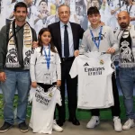 Florentino Pérez recibe a miembros de las peñas madridistas afectadas por la DANA